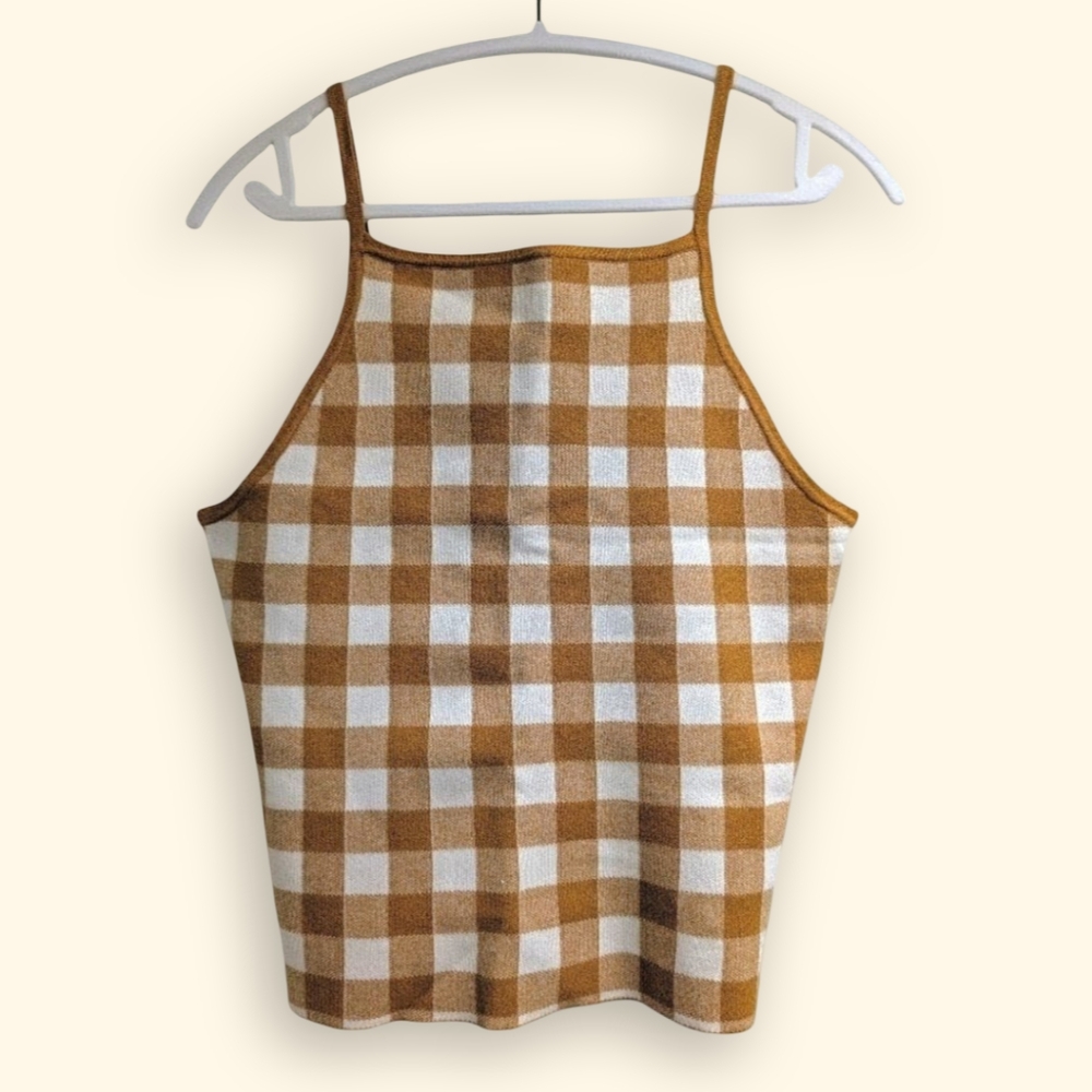 Madewell Gingham Apron Sweater Tank